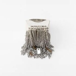 Zara Silver fringe ring with chains NWT